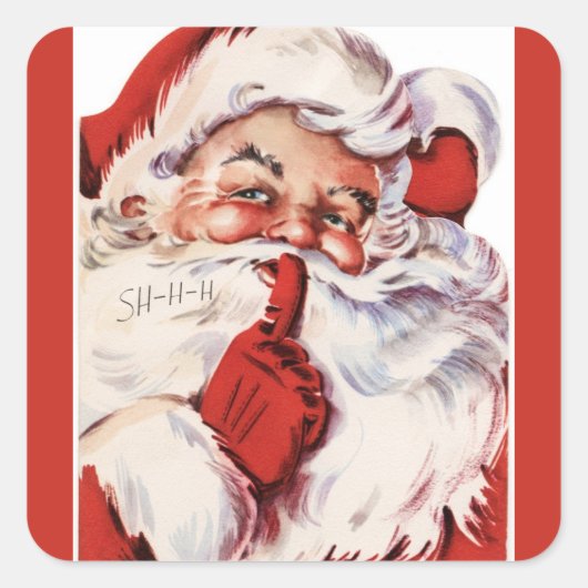  Jolly Oude Santa Shhh Rode Vierkante Sticker (Voorkant)
