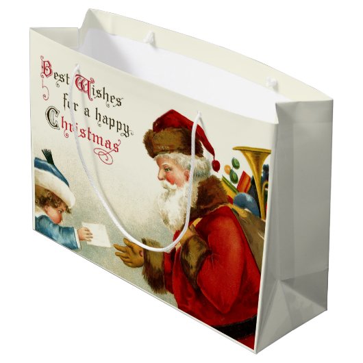 Jolly Oude Wereld Kerstman en Kind Groot Cadeauzakje (Achterkant Gekanteld)