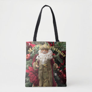 Jolly ouderwetse kerstman tote bag
