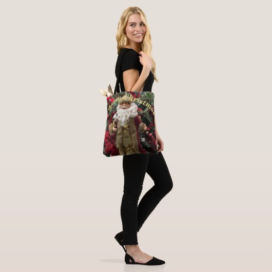 Jolly ouderwetse kerstman tote bag (Op model)