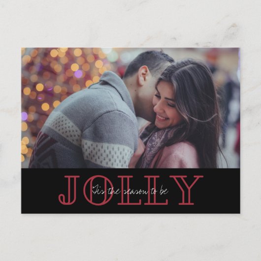 Jolly paar foto Kerstmis budget Feestdagenkaart (Voorkant)