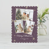 Jolly Paarse Fotocollage Vrolijke Kerst Kaart (Staand voorkant)