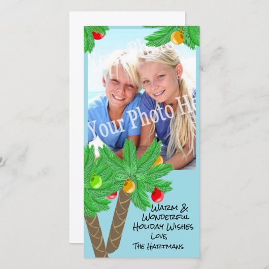 Jolly Palm Trees Vakantie Groeten Kaart (Voorkant / Achterkant)