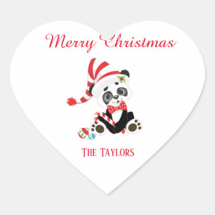 Jolly Panda wacht op Kerstmis Hart Sticker