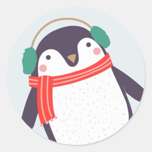 Jolly Penguin Ronde Sticker (Voorkant)
