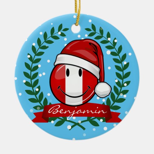 Jolly Peruvian Flag kerststijl Keramisch Ornament (Voorkant)