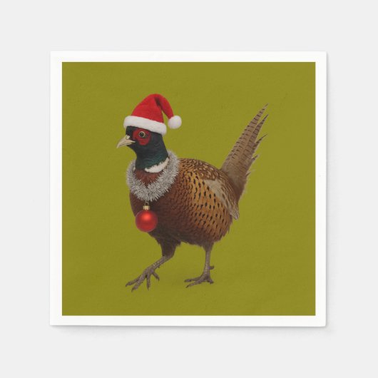 Jolly Pheasant Christmas paper party napkins Servet (Voorkant)