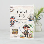 Jolly Pirate vijfde verjaardag Kaart (Staand voorkant)