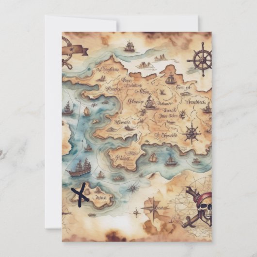 Jolly Pirates 3e verjaardagsfeestje Kaart (Achterkant)