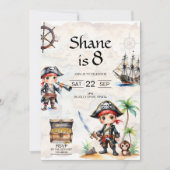 Jolly Pirates 8e verjaardagsfeest Kaart (Voorkant)