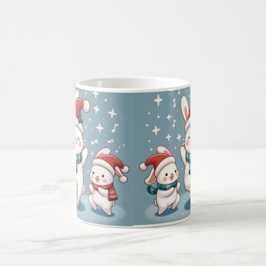 Jolly Rabbit Dance Kerstfeest in elke stap Koffiemok (Center)