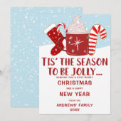 Jolly Red Blue Cocoa Candy Cane Stocking kerst Feestdagenkaart (Voorkant / Achterkant)