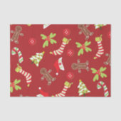 Jolly Red Christmas Candy Canes, peperkoek Tissuepapier (Voorkant)