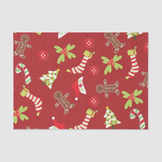 Jolly Red Christmas Candy Canes, peperkoek Tissuepapier (Voorkant)