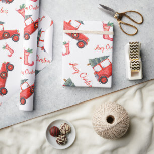 Jolly Red  Klassieke kerstboomtekst Cadeaupapier
