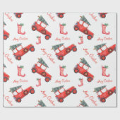 Jolly Red Klassieke kerstboomtekst Cadeaupapier (Vlak)