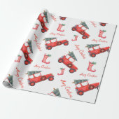 Jolly Red Klassieke kerstboomtekst Cadeaupapier (Uitgerold)