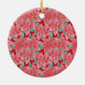 Jolly Red Poinsettia Baby's eerste kerstavond Keramisch Ornament (Achterkant)