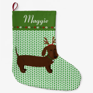 Jolly Reindeer Brown Dachshund Personalized Grote Kerstsok