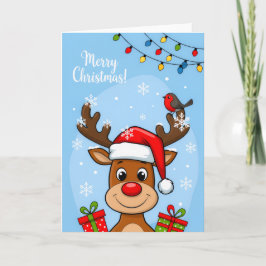 Jolly Reindeer Christmas Cheer – Kids Holiday Card Kaart