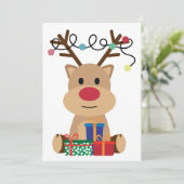 Jolly Reindeer Puppy Vakantie Kaart (Staand voorkant)