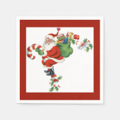 Jolly Retro Santa Riding Candy Cane Rood Servetten (Voorkant)