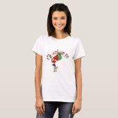 Jolly Retro Santa Riding Candy Cane T-shirt (Voorkant volledig)