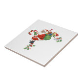 Jolly Retro Santa Riding Candy Cane Tegeltje (Zijkant)