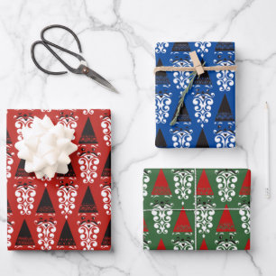 Jolly Retro Santas Wrapping Paper