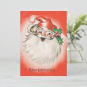 Jolly Retro Sinterklaas Kerstfeest Uitnodiging (Staand voorkant)