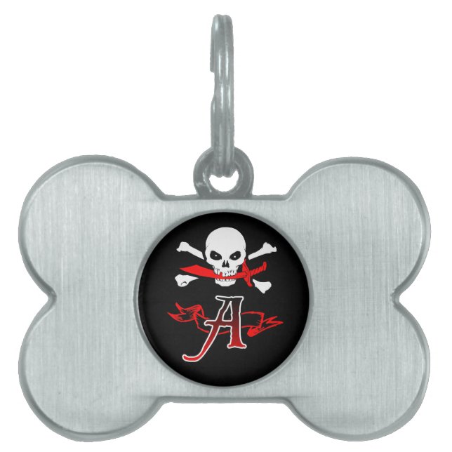 Jolly Roger A Monogram Initiaal Huisdieren Naamplaatje (voorkant)