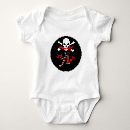 Jolly Roger A Monogram Initiaal Romper (Voorkant)