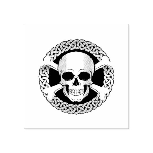Jolly Roger, botten en schedel, celtische knoop Rubberstempel (Afrduk)