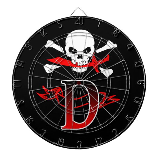 Jolly Roger D Monogram Initiaal Dartbord (Voorkant)