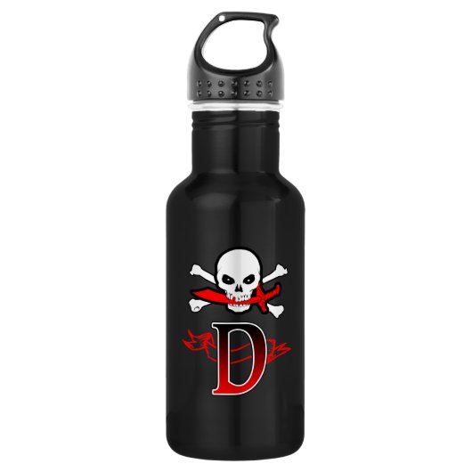 Jolly Roger D Monogram Initiaal Waterfles (Voorkant)