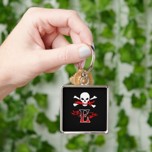 Jolly Roger E Monogram Initiaal Sleutelhanger (Hand)