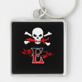 Jolly Roger E Monogram Initiaal Sleutelhanger (Voorkant)