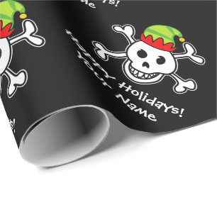 Jolly Roger elf schedel grappige kerstfeestdag Cadeaupapier