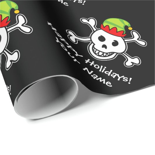 Jolly Roger elf schedel grappige kerstfeestdag Cadeaupapier (Rol Hoek)