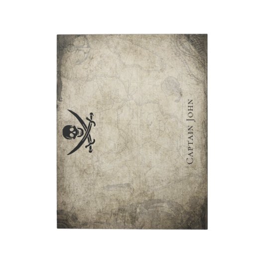 Jolly Roger en Name on Map Notitieblok (Linkerzijde)