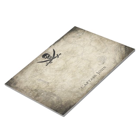 Jolly Roger en Name on  Map Notitieblok (Schuin)