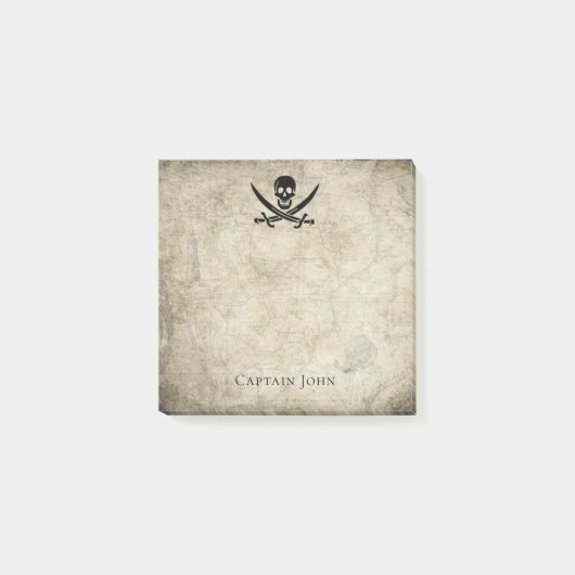 Jolly Roger en Name on Map Post-it® Notes (Voorkant)