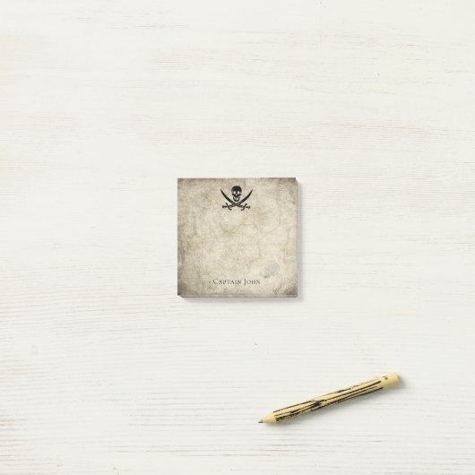 Jolly Roger en Name on Map Post-it® Notes (Op bureau)