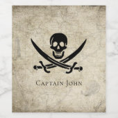Jolly Roger en Name on  Map Wijn Etiket (Enkel label)
