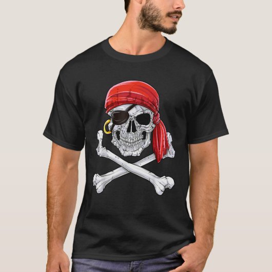 Jolly Roger Flag Skull Crossbones T shirt Pirate S (Voorkant)