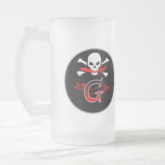 Jolly Roger G Monogram Initiaal Matglas Bierpul (Links)