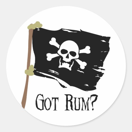 Jolly Roger Got Rum Ronde Sticker (Voorkant)