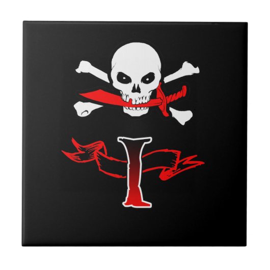 Jolly Roger I Monogram Initiaal Tegeltje (Voorkant)