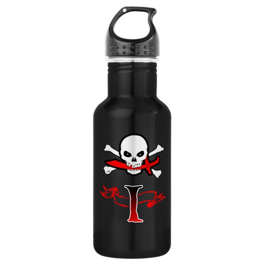Jolly Roger I Monogram Initiaal Waterfles (Voorkant)