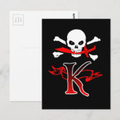 Jolly Roger K Monogram Initiaal Briefkaart (Voorkant / Achterkant)